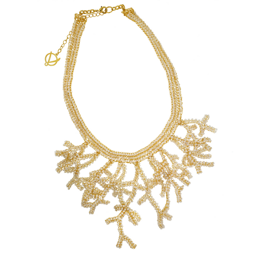 Colar de Crochê Coral Pérola