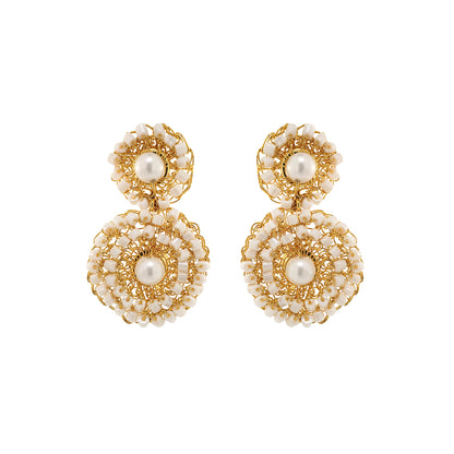 Brinco de Crochê Mini Peróla Dourado Essence