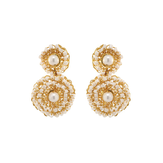 Brinco de Crochê Mini Peróla Dourado Essence