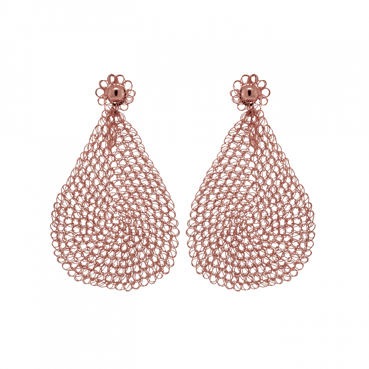 Brinco de Crochê Gota Rosé