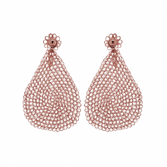 Brinco de Crochê Gota Rosé