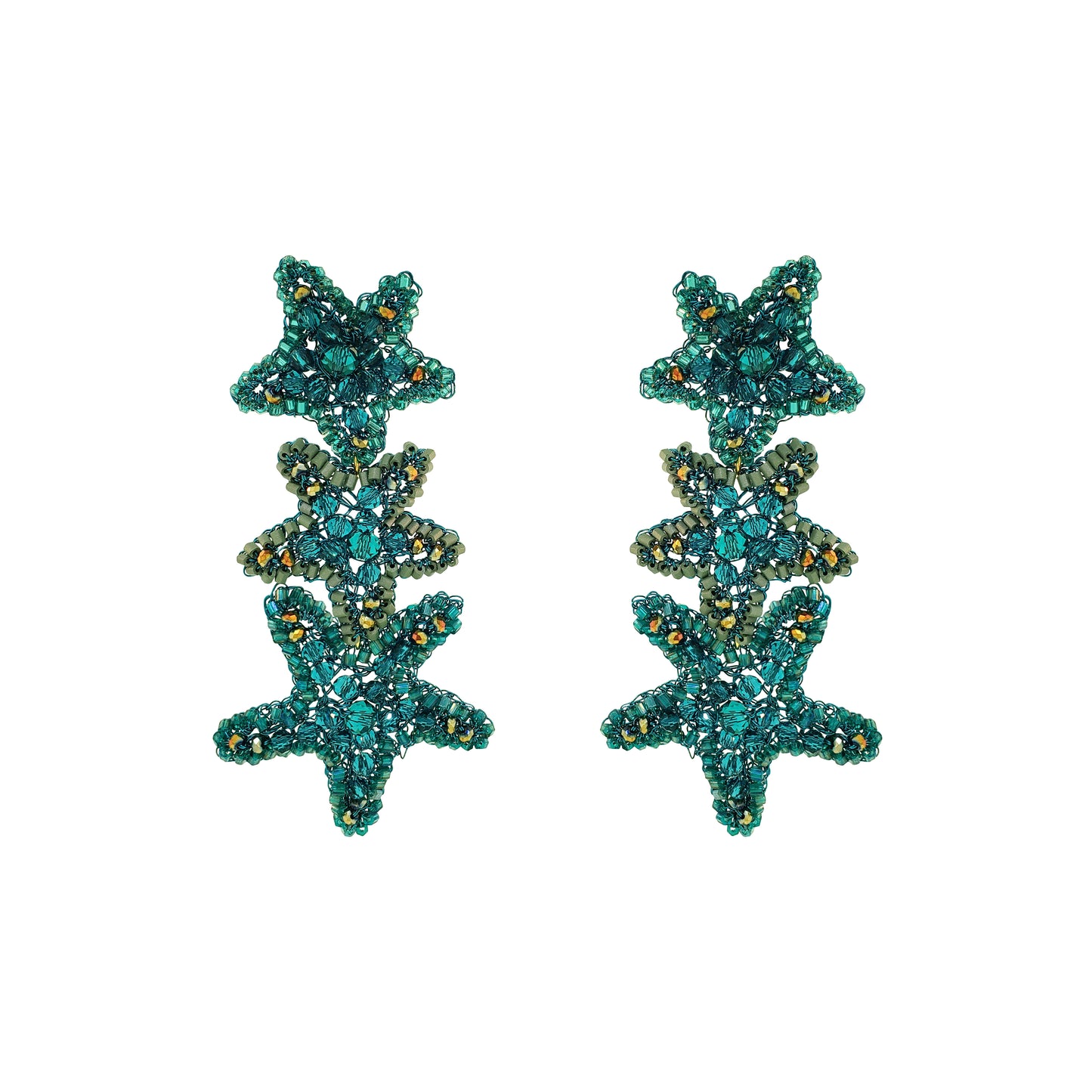 Brinco de Crochê Sea Star Cascata Teal