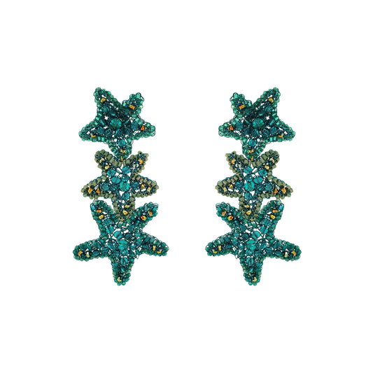 Brinco de Crochê Sea Star Cascata Teal