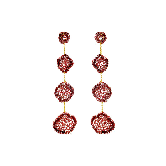 Brinco de Chochê Cascata Patchwork Infinite Love - Burgundy