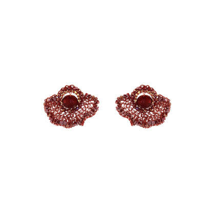 Brinco de Crochê Crest Flower Infinite Love - Burgundy