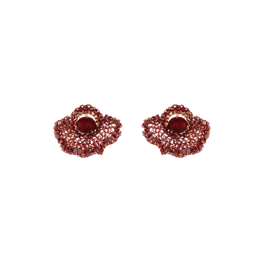Brinco de Crochê Crest Flower Infinite Love - Burgundy
