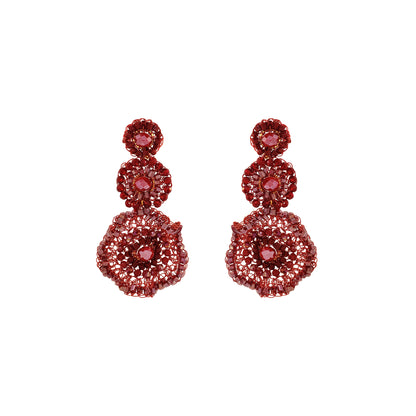 Brinco de Crochê Crest Flower Trio Infinite Love - Burgundy