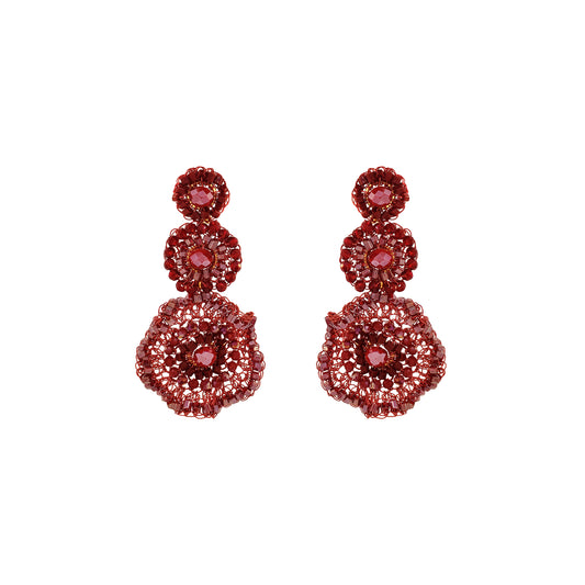 Brinco de Crochê Crest Flower Trio Infinite Love - Burgundy