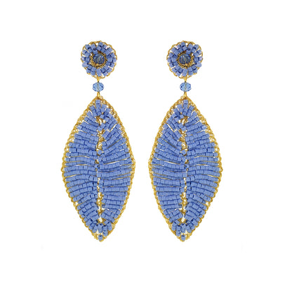 Brinco de Crochê Folha Sky Blue