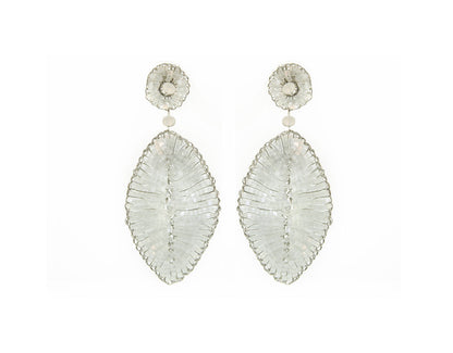 Brinco de Crochê Folha Branco Palladium