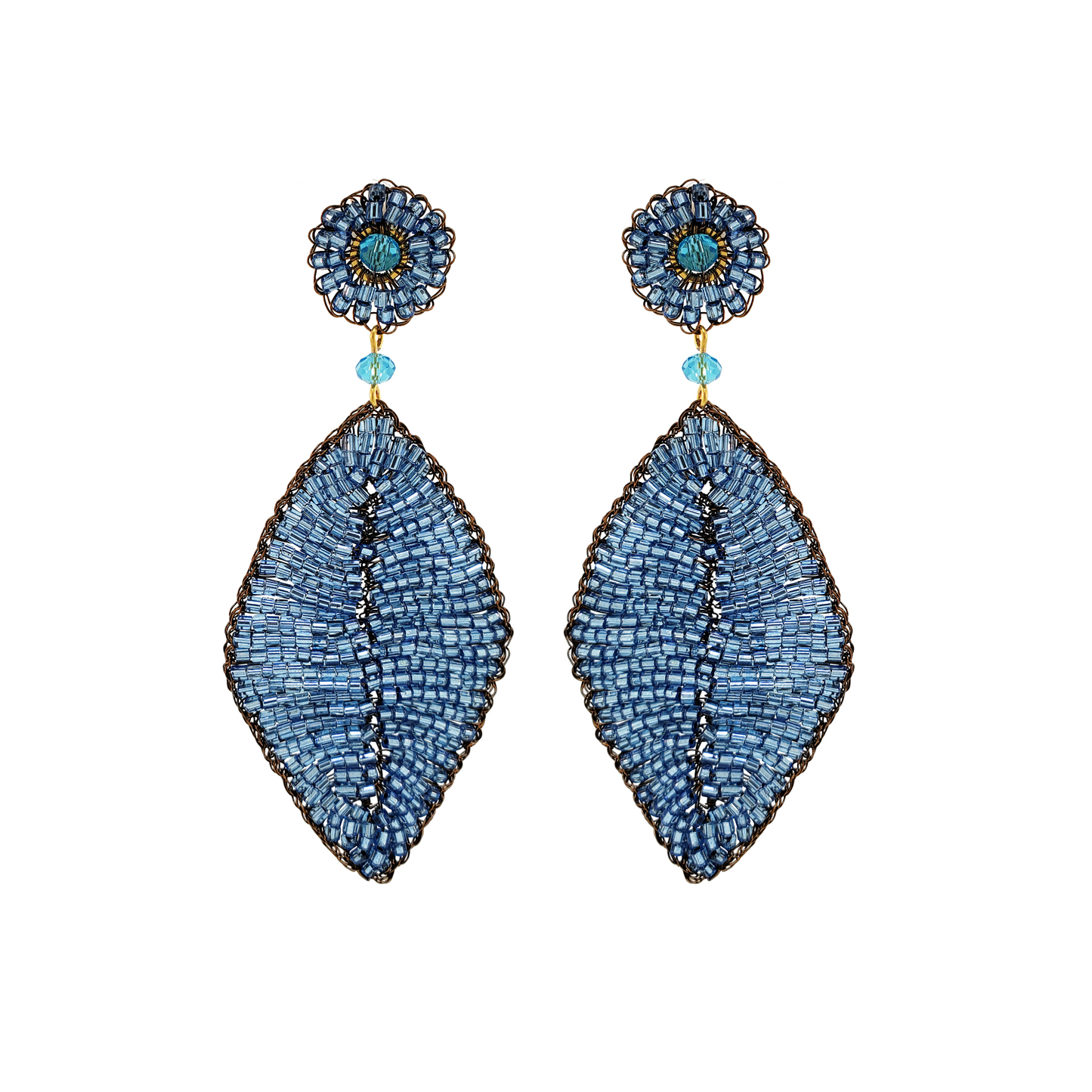 Brinco de Crochê Folha Média Azul Savage