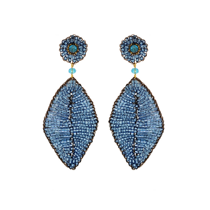 Brinco de Crochê Folha Média Azul Savage