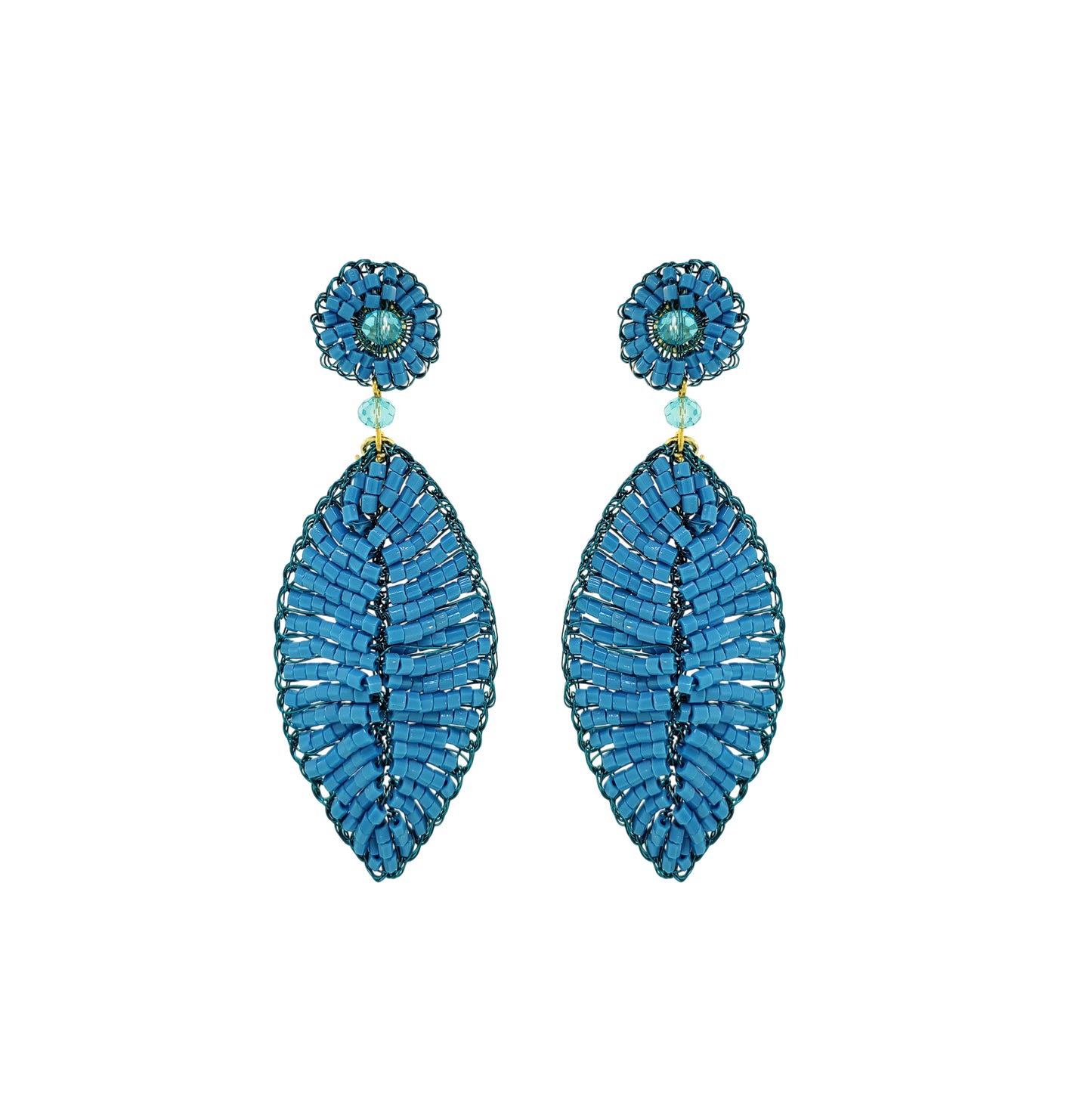 Brinco de Crochê Leaf Blue Eletric Warmth Mix