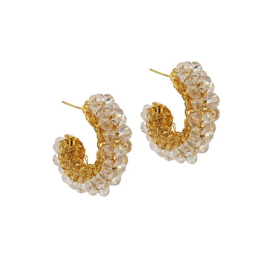 Brinco de Crochê Mini Argola Classic Cristal