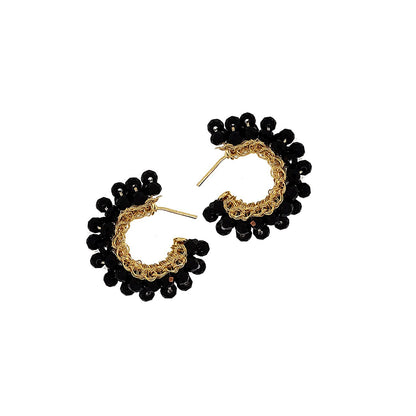 Brinco de Crochê Mini Argola Classic Preto Gold