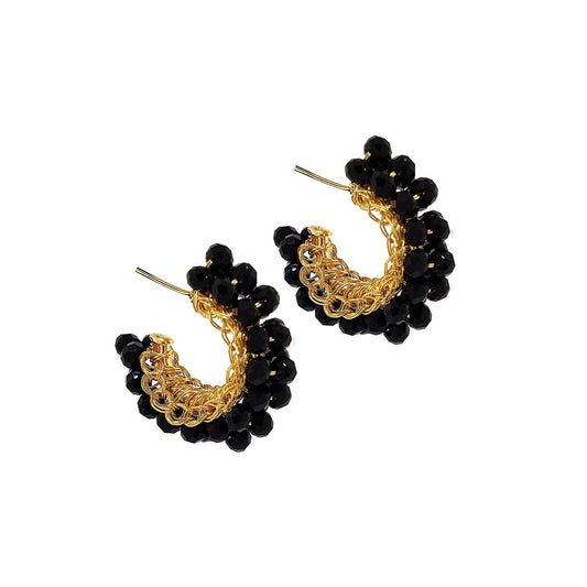 Brinco de Crochê Mini Argola Classic Preto Gold