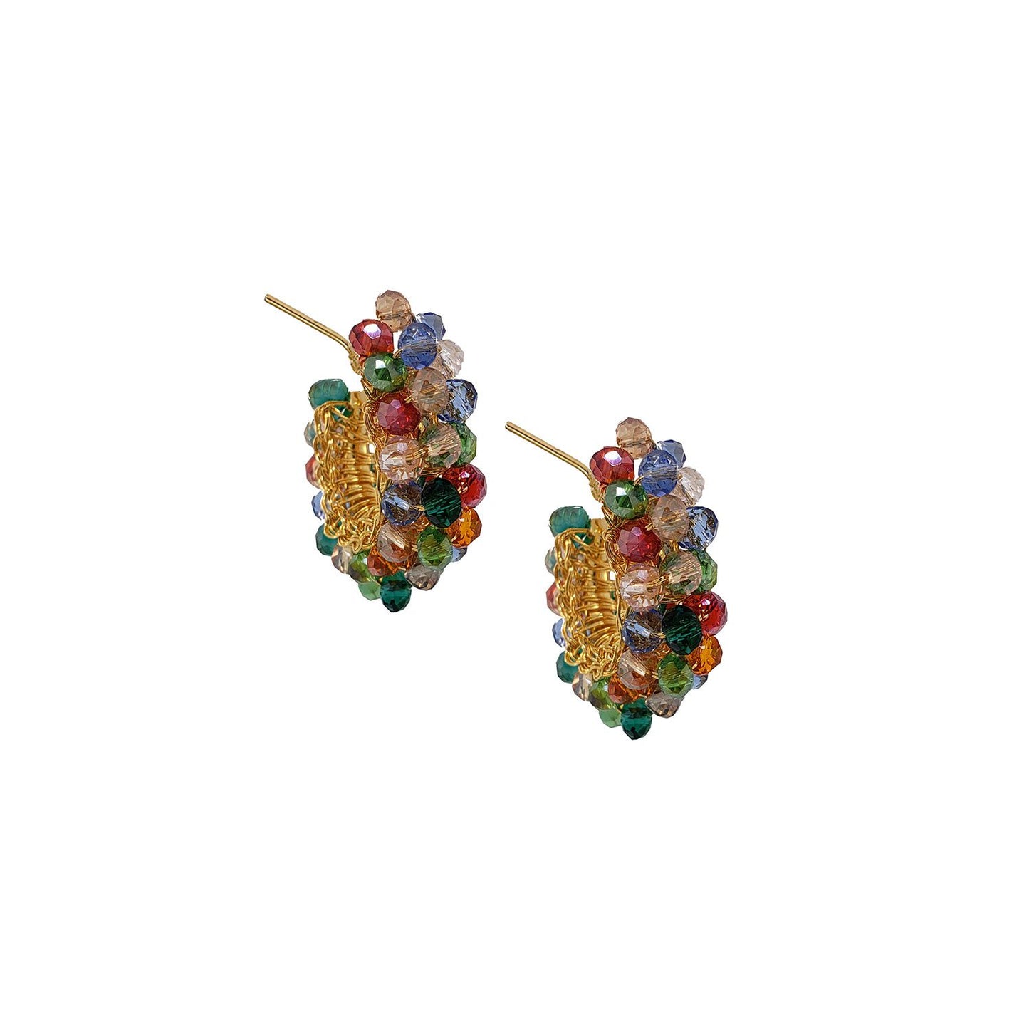 Brinco de Crochê Mini Argola Classic Cristal Colorido