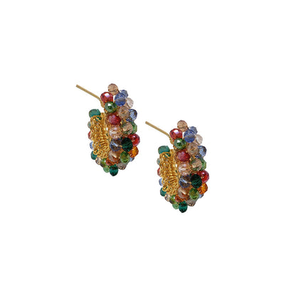 Brinco de Crochê Mini Argola Classic Cristal Colorido