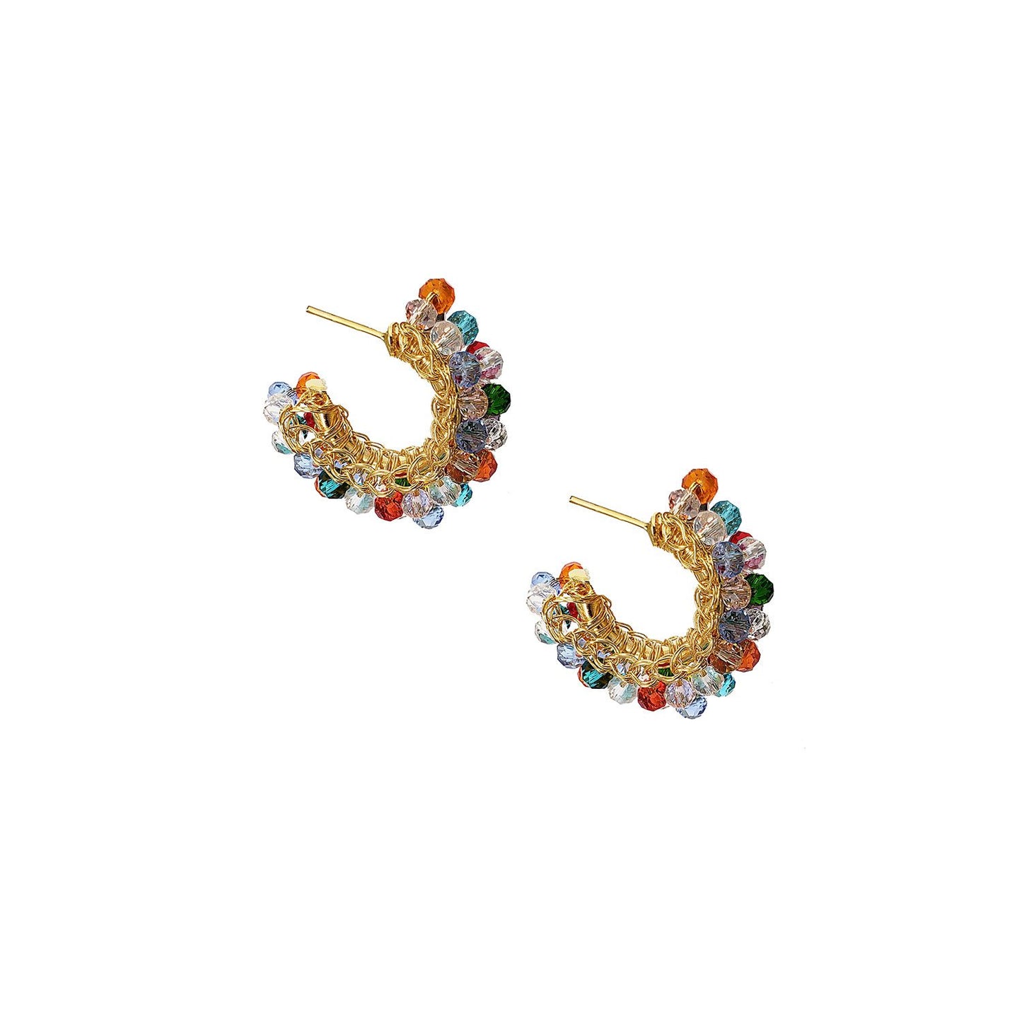 Brinco de Crochê Mini Argola Classic Cristal Colorido