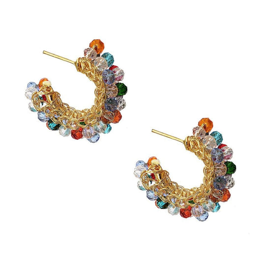 Brinco de Crochê Mini Argola Classic Cristal Colorido