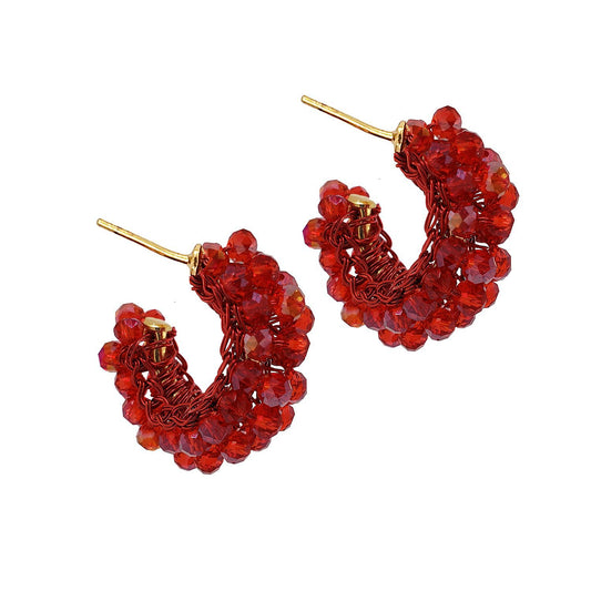 Brinco de Crochê Mini Argola Classic Vermelho