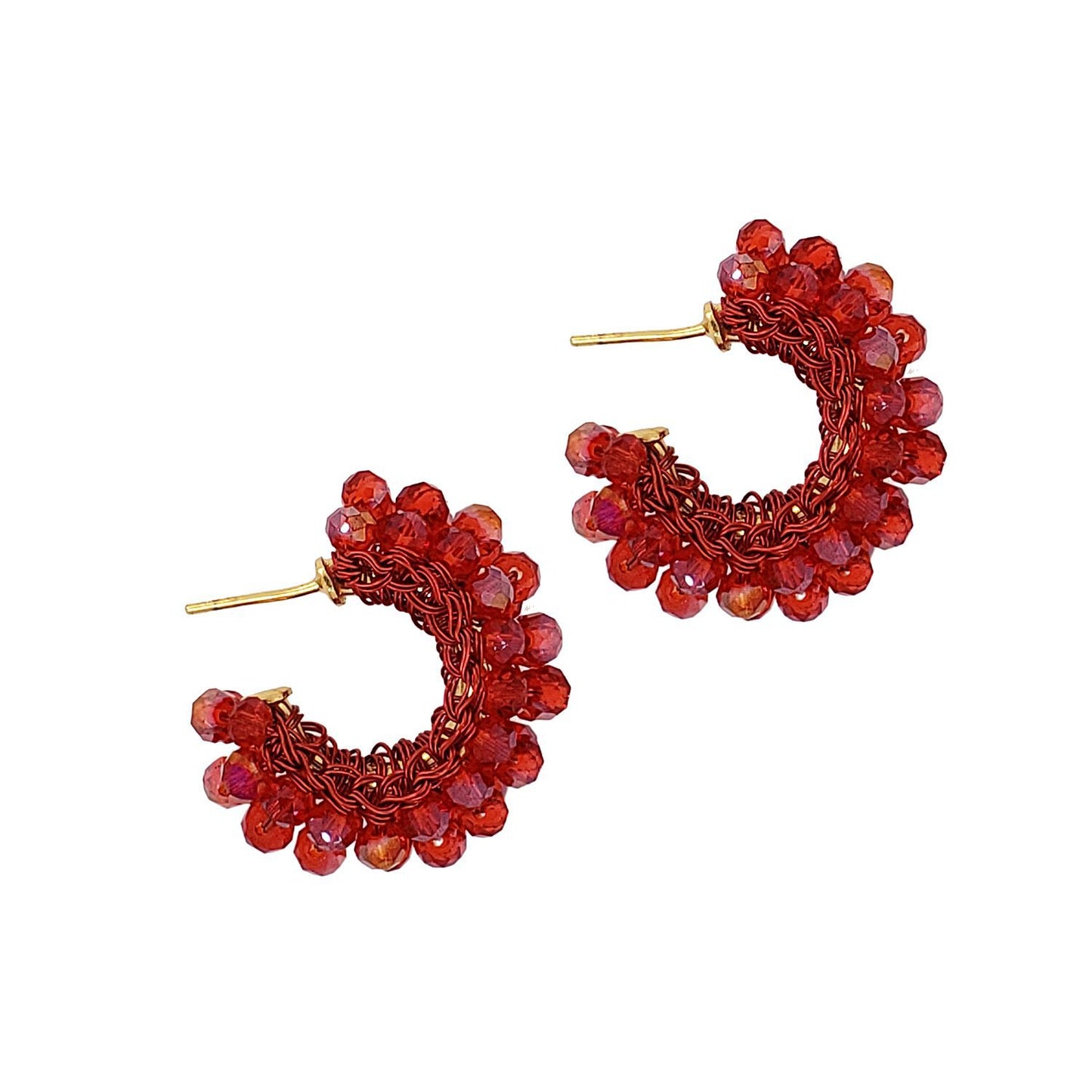 Brinco de Crochê Mini Argola Classic Vermelho