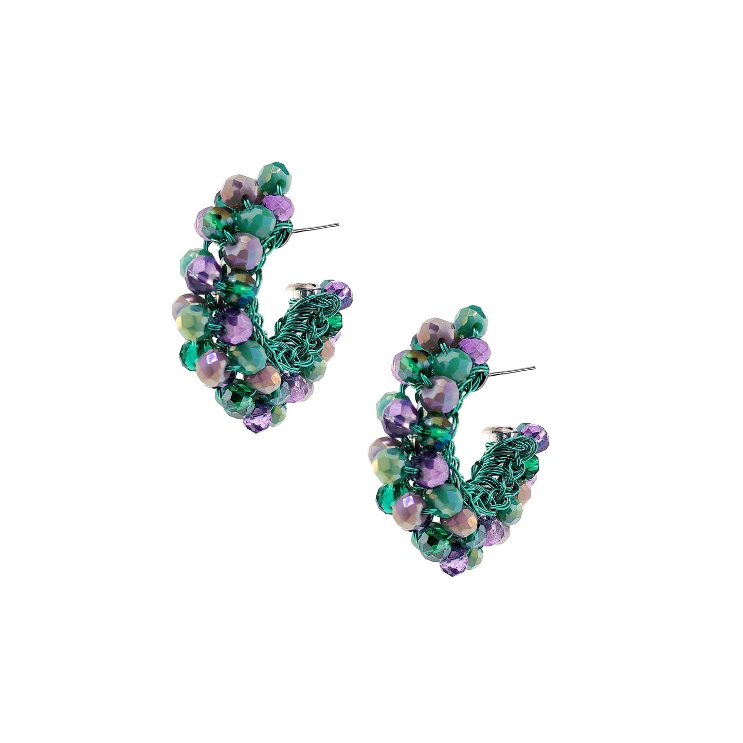 Brinco Dandelion Hoops Aurora Lilás e Verde