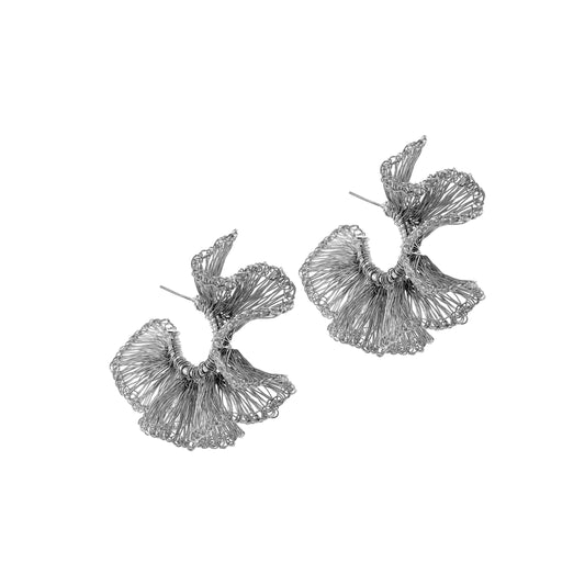 Brinco de Crochê Argola Jabot Palladium