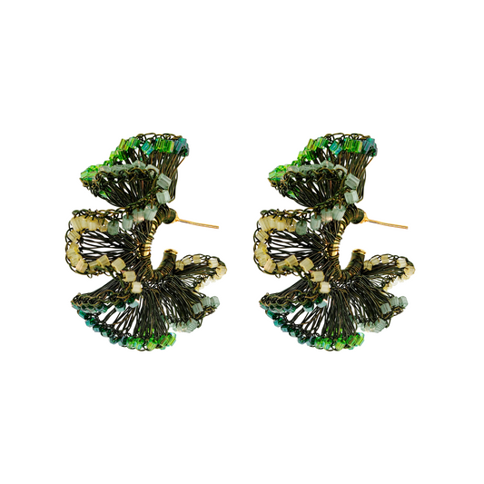 Brinco de Crochê Argola Jabot Verde Mystic Forest