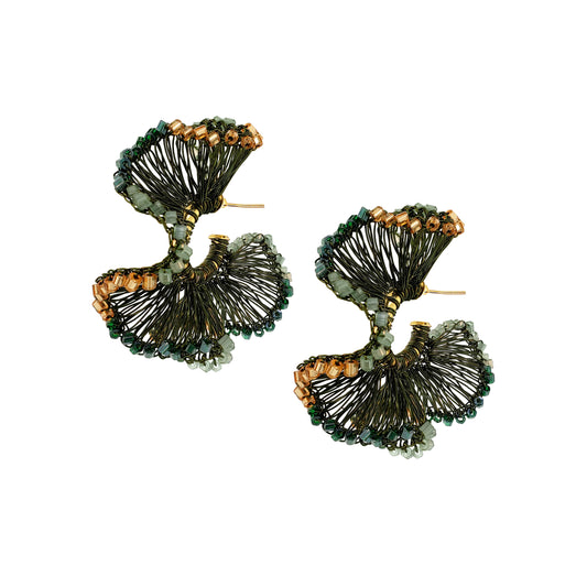Brinco de Crochê Argola Jabot Verde Essence