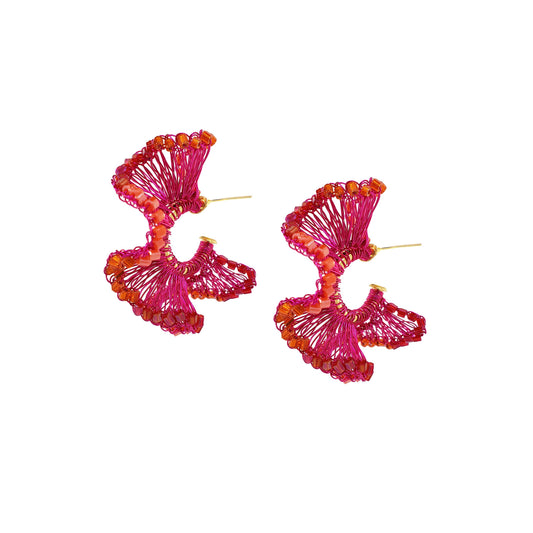 Brinco de Crochê Rio Hoop Aurora Rosa