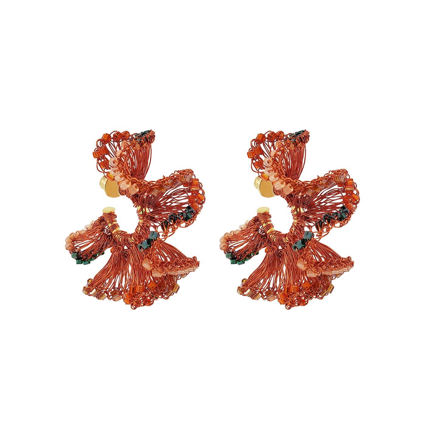 Brinco de Crochê Argola Jabot Laranja Mistic Forest