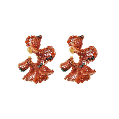 Brinco de Crochê Argola Jabot Laranja Mistic Forest