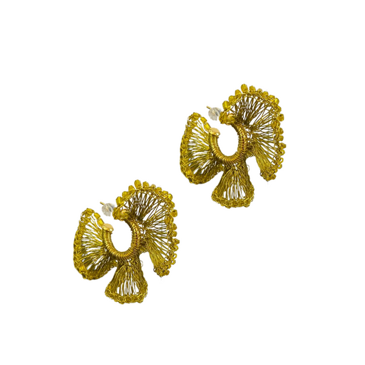 Brinco de Crochê Argola Jabot Verde Sale