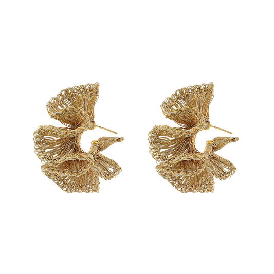 Brinco de Crochê Argola Jabot Nude Essence