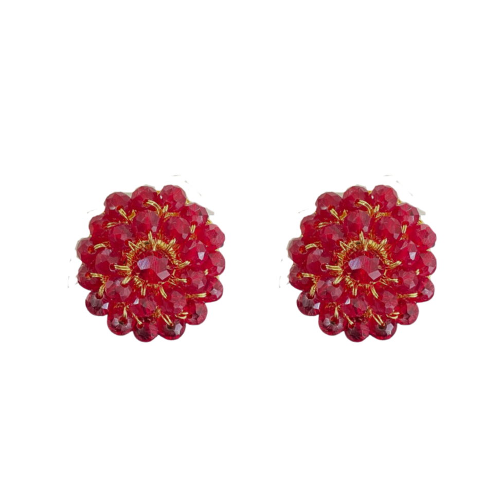 Brinco de Crochê Ava Cristal Vermelho