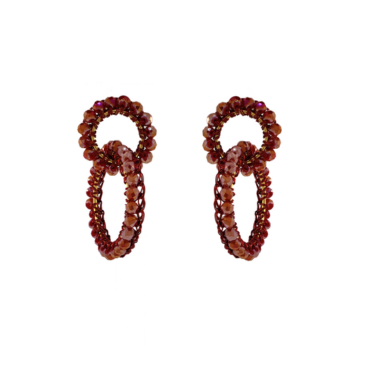 Brinco de Crochê Argolas Vermelho