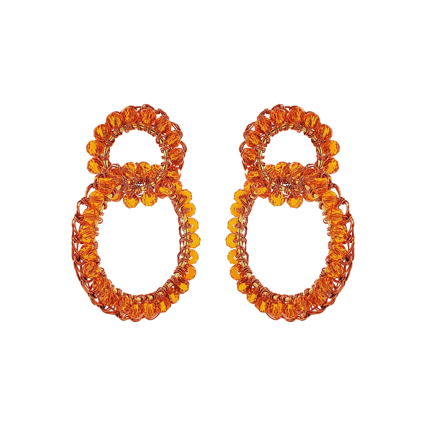 Brinco de Crochê Argolas Laranja Mystic Forest