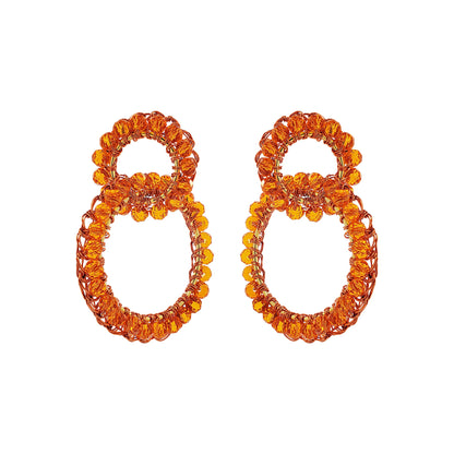 Brinco de Crochê Argolas Laranja Mystic Forest