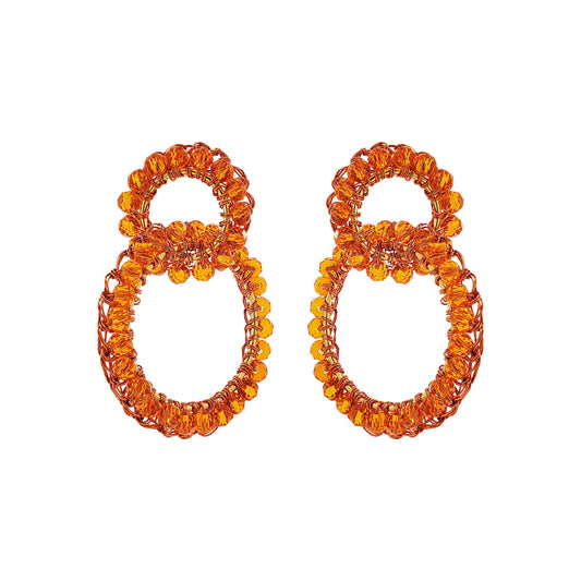 Brinco de Crochê Argolas Laranja Mystic Forest