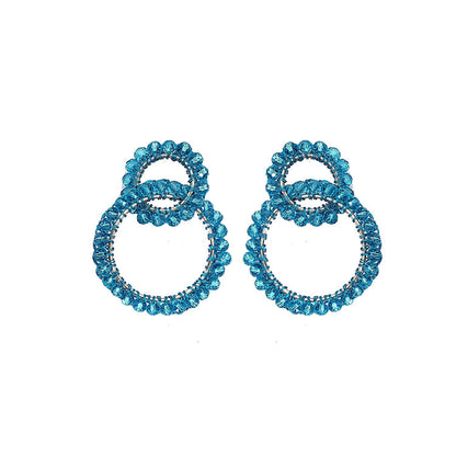 Brinco de Crochê Argolas Neon Blue