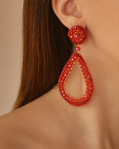 Brinco de Crochê Gota Vermelho