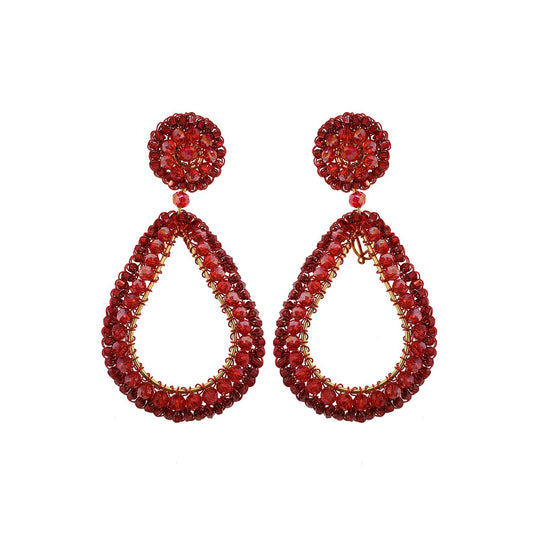 Brinco de Crochê Gota Vermelho