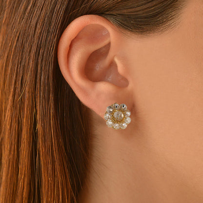 Brinco de Crochê Mini Flor Classics Cristal