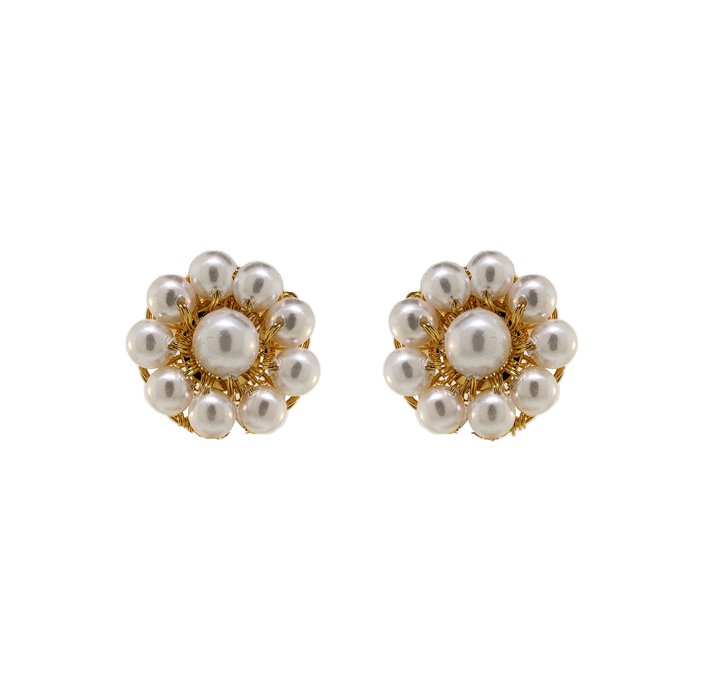 Brinco de Crochê Mini Flor Classics Perola