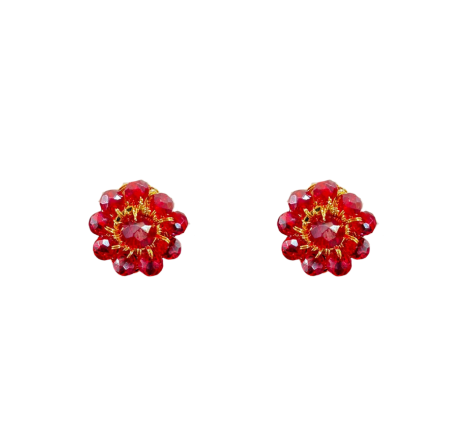 Brinco de Crochê Mini Flor Classics Vermelho