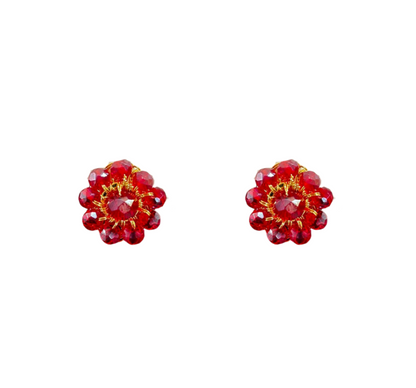 Brinco de Crochê Mini Flor Classics Vermelho