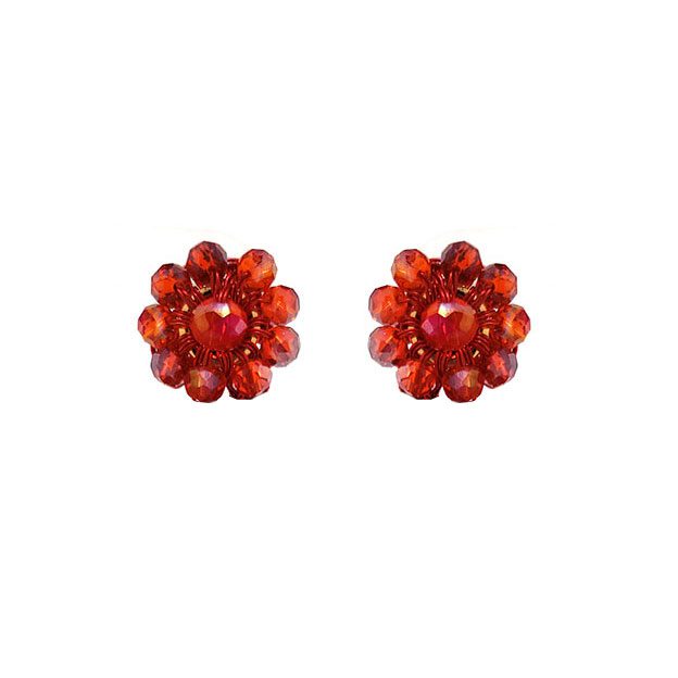 Brinco de Crochê Mini Flor Classics Vermelho