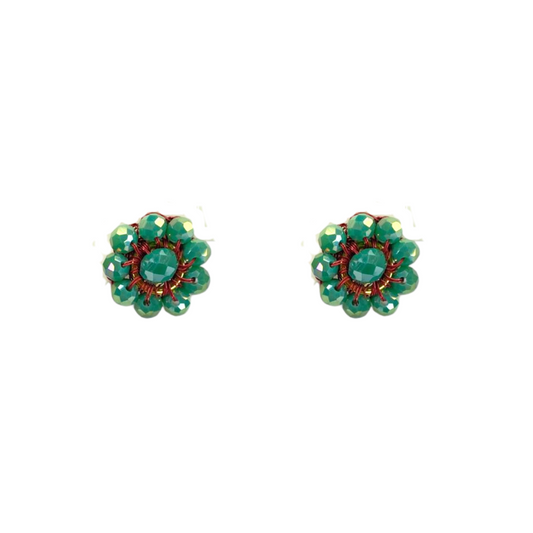 Brinco de Crochê Mini Flor Legacy Verde e Rosa Sale
