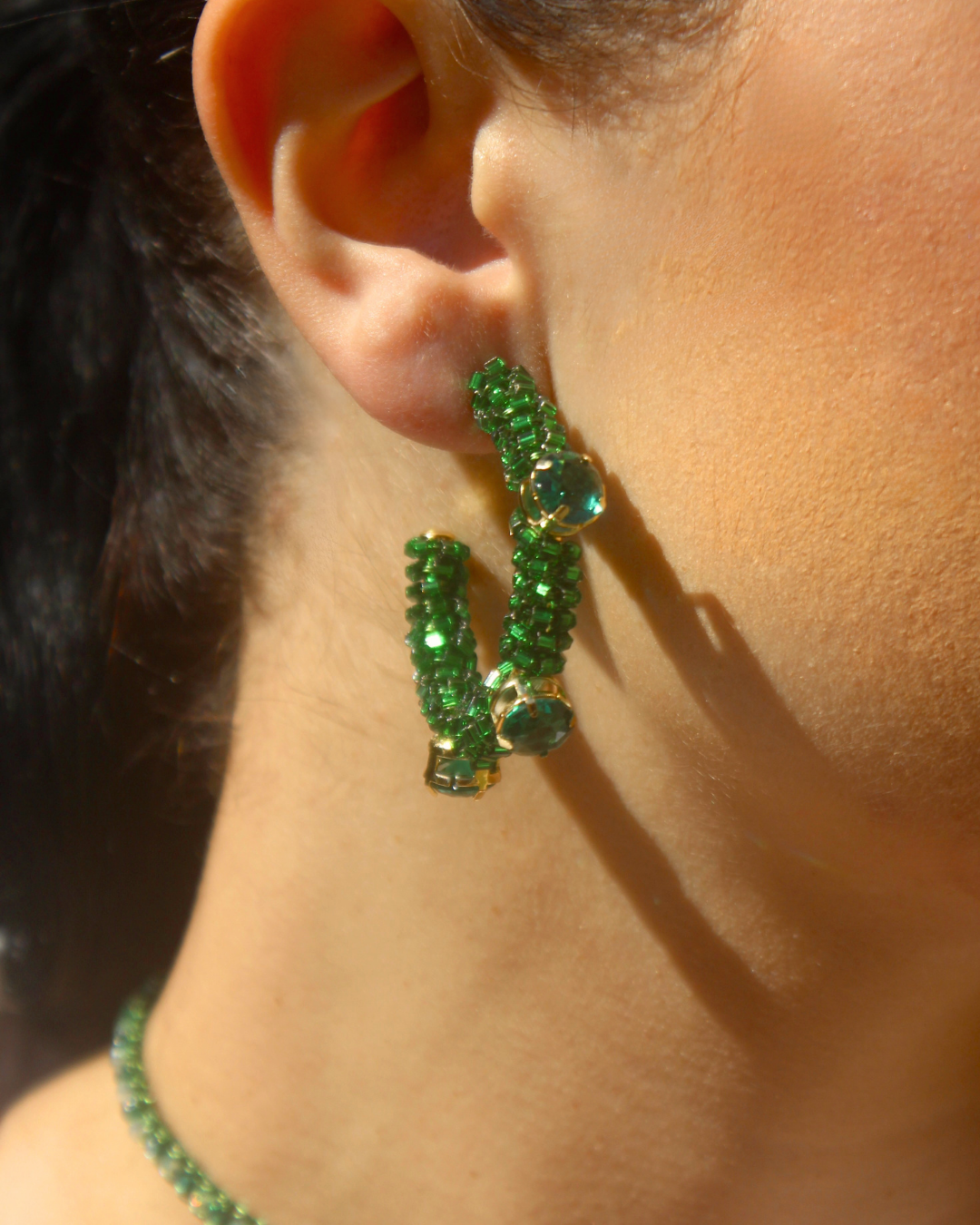 Brinco de Crochê Lena Hoops Mix Green